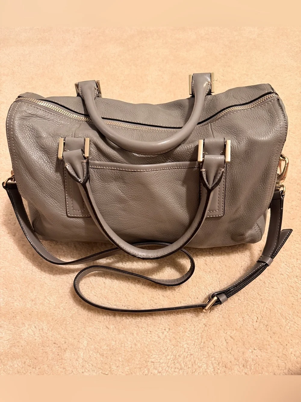 Dana Buchman Gray Pebbled Leather Purse w/Crossbody Strap